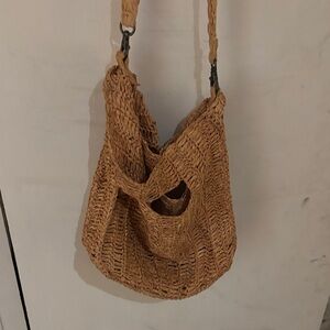 Free People Natural Woven Hobo Bag